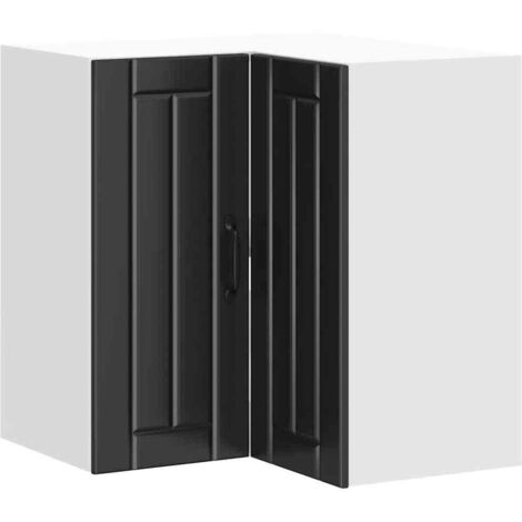 Armoire d'angle murale de cuisine  Meuble de cuisine Lucca noir bois d'ingénierie