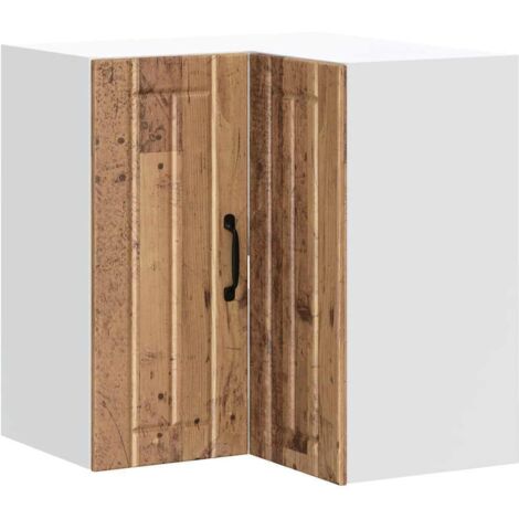 Armoire d'angle murale de cuisine  Meuble de cuisine Lucca vieux bois