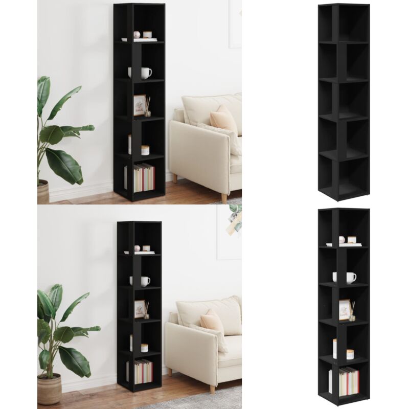 Armoire d'angle Noir 33x33x164,5 cm Bois d'ingénierie - Meuble D'angle - Armoire D'angle - Rangement Mural - Meuble Noir - Étagère D'angle - Home &