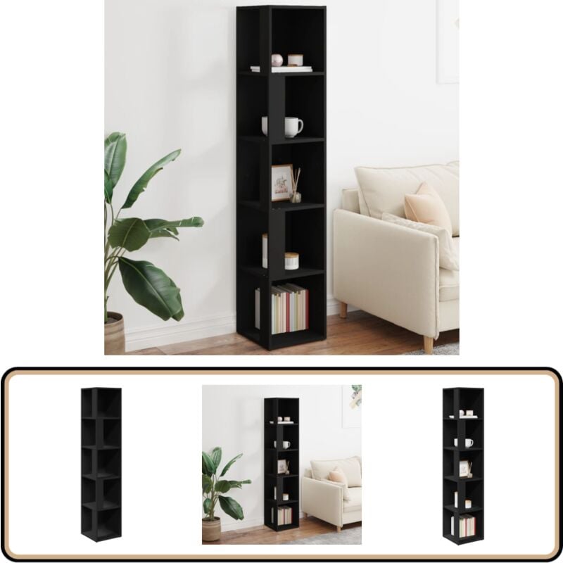 Vidaxl - Armoire d'angle Noir 33x33x164,5 cm Bois d'ingénierie - Meuble D'angle - Armoire D'angle - Rangement Mural - Meuble Noir - Étagère D'angle