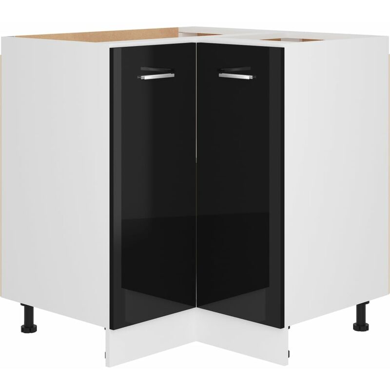 Armoire d'angle Noir brillant 75,5x75,5x80,5 cm Aggloméré