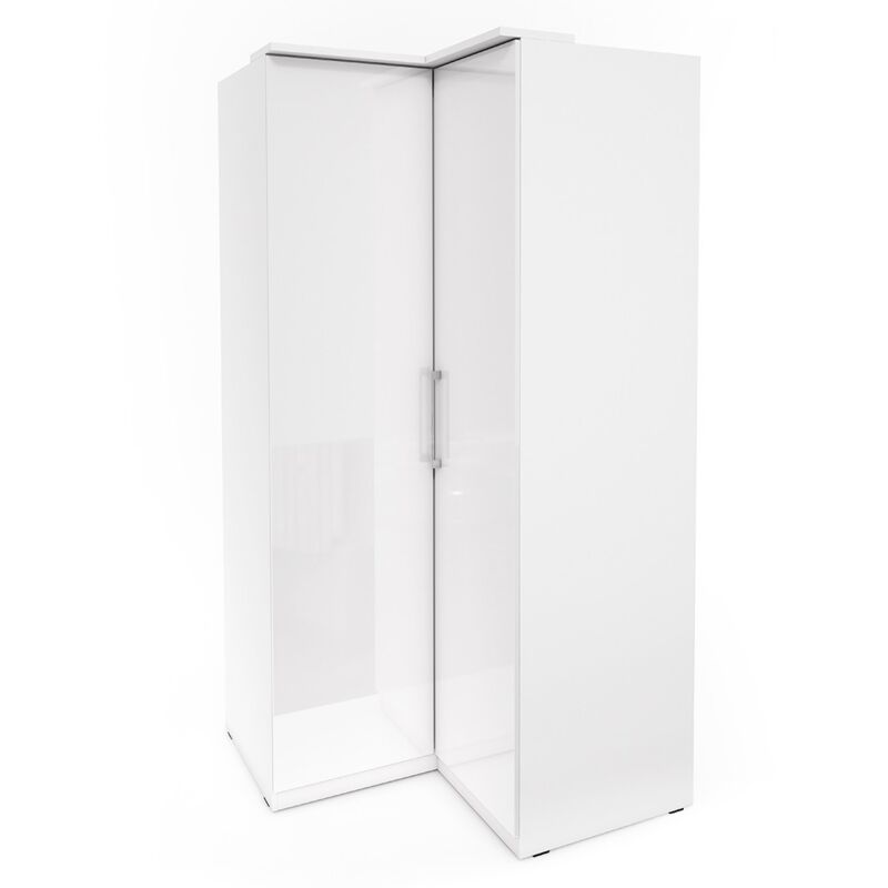Armoire d'angle pour dressing collection modulo coloris blanc avec led incluses.