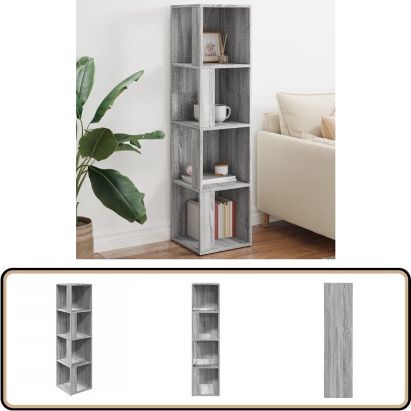Armoire d'angle Sonoma gris 33x33x132 cm Bois d'ingénierie - Meuble D'angle - Armoire D'angle - Étagère D'angle - Rangement Mural - Bibliothèque