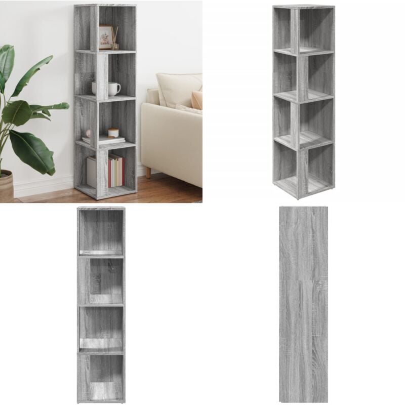 Armoire d'angle Sonoma gris 33x33x132 cm Bois d'ingénierie - Meuble D'angle - Armoire D'angle - Étagère D'angle - Rangement Mural - Bibliothèque