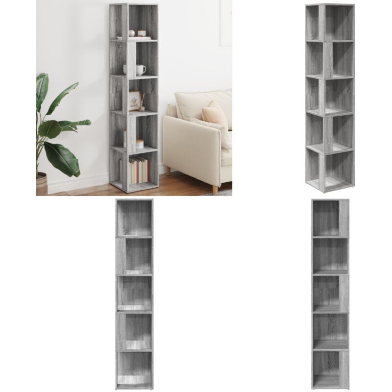 Armoire d'angle Sonoma gris 33x33x164,5 cm Bois d'ingénierie - Meuble D'angle - Armoire D'angle - Étagère D'angle - Rangement Mural - Bibliothèque