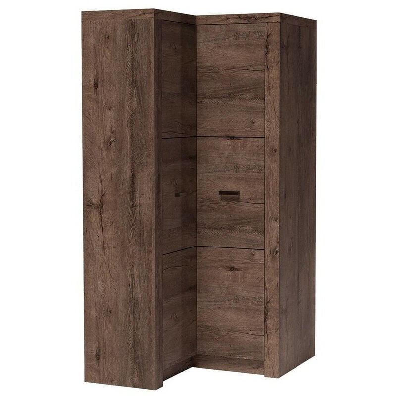 Mobilier1 - Armoire d'angle Serfeno 111, Chêne sombre, 192x106x90cm, Portes d'armoire: Avec des charnières, Nombre d'étagères: 0