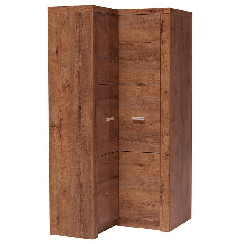 Mobilier1 - Armoire d'angle Serfeno 111, Frêne, 192x106x90cm, Portes d'armoire: Avec des charnières, Nombre d'étagères: 0