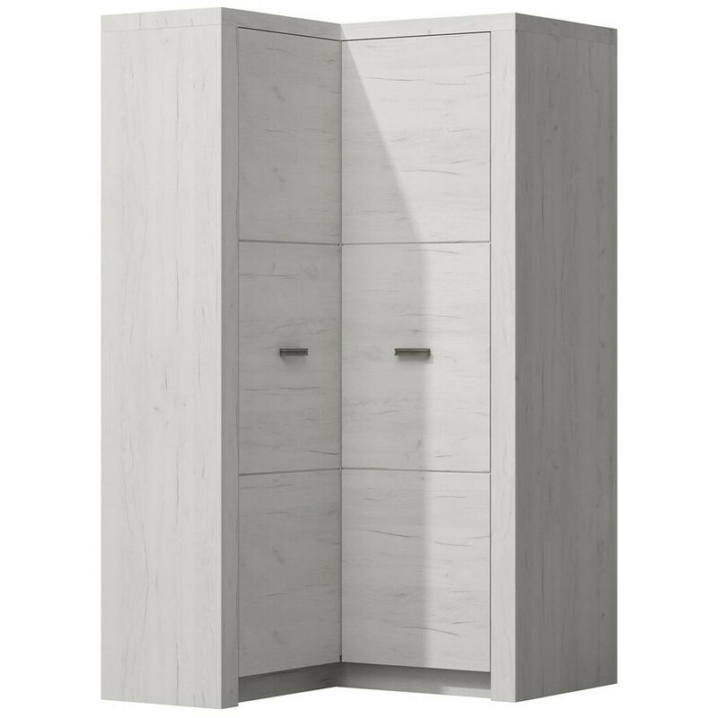 Mobilier1 - Armoire d'angle Serfeno 111, Artisanat blanc, 192x106x90cm, Portes d'armoire: Avec des charnières, Nombre d'étagères: 0