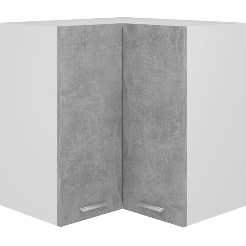 Maison Chic – Armoire d'angle suspendue haut de cuisine 57x57x60 cm – Aggloméré gris béton – 2 étagères et 2 portes – Optimise l'espace de rangement