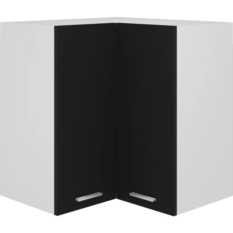 maisonchic - armoire d'angle suspendue armoire de cuisine meuble haut cuisine noir 57x57x60 cm aggloméré 82489