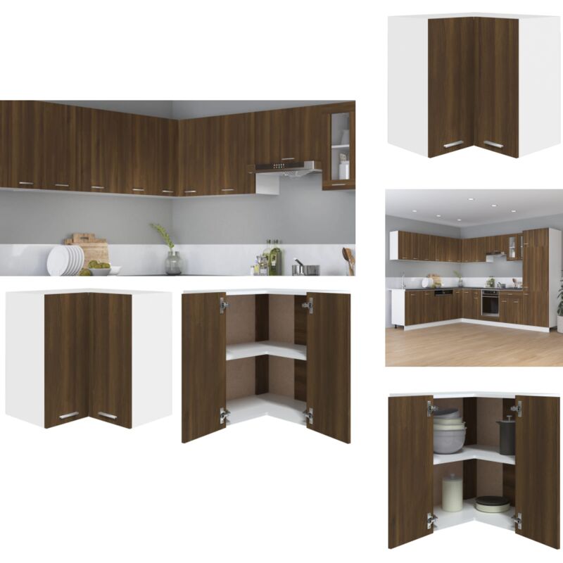 Armoire d'angle suspendue Chêne marron Bois d'ingénierie - Armoire D'angle - Armoire Suspendu - Meuble De Cuisine - Rangement Cuisine - Cuisine Design
