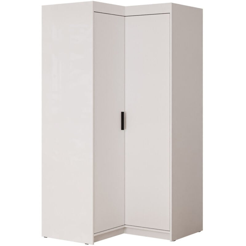 Mobilier1 - Armoire d'angle Novduni 116, Blanc, 191x98x98cm, Portes d'armoire: Avec des charnières, Nombre d'étagères: 0