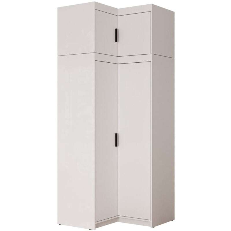 Mobilier1 - Armoire d'angle Novduni 121, Blanc, 191x98x98cm, Portes d'armoire: Avec des charnières, Nombre d'étagères: 0