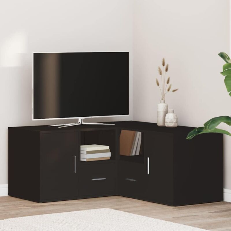 Vidaxl - Armoire d'angle noir 160x40x45 cm bois d'ingénierie