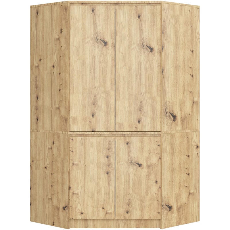 Akord - Armoire d'angle S100 Chêne Artisan 100 cm 4 portes façade Chêne Artisan 6 étagères 100x50x180 cm