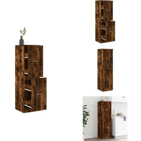Armoire d'apothicaire chêne fumé 40x41x144,5 cm bois ingénierie - Armoire D'apothicaire - Armoires D'apothicaire - Coffre D'apothicaire - Tiroir D'apothicaire