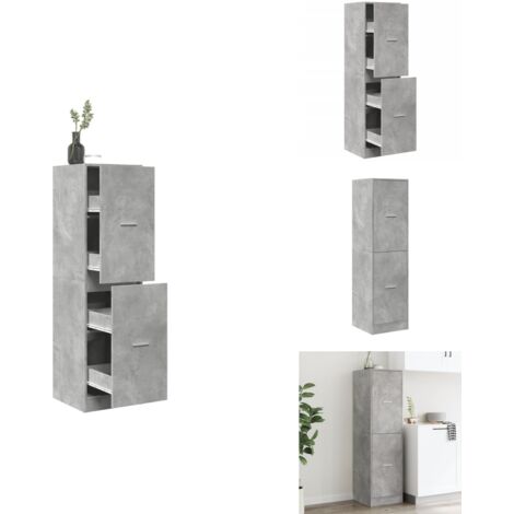 Armoire d'apothicaire gris béton 40x41x144,5 cm bois ingénierie - Armoire D'apothicaire - Armoires D'apothicaire - Coffre D'apothicaire - Tiroir D'apothicaire