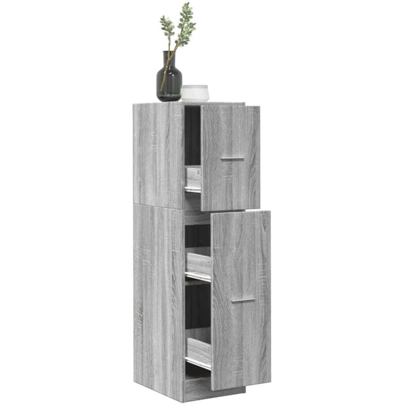 Armoire d'apothicaire-Meuble de rangement gris béton 30x41x118 cm bois d'ingénierie 883966
