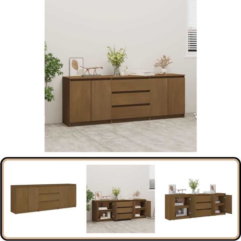 Vidaxl - Armoire d'appoint Marron miel 180x36x65 cm Bois de pin massif - Meuble De Rangement - Armoire - Bibliothèque - Commode - Étagère