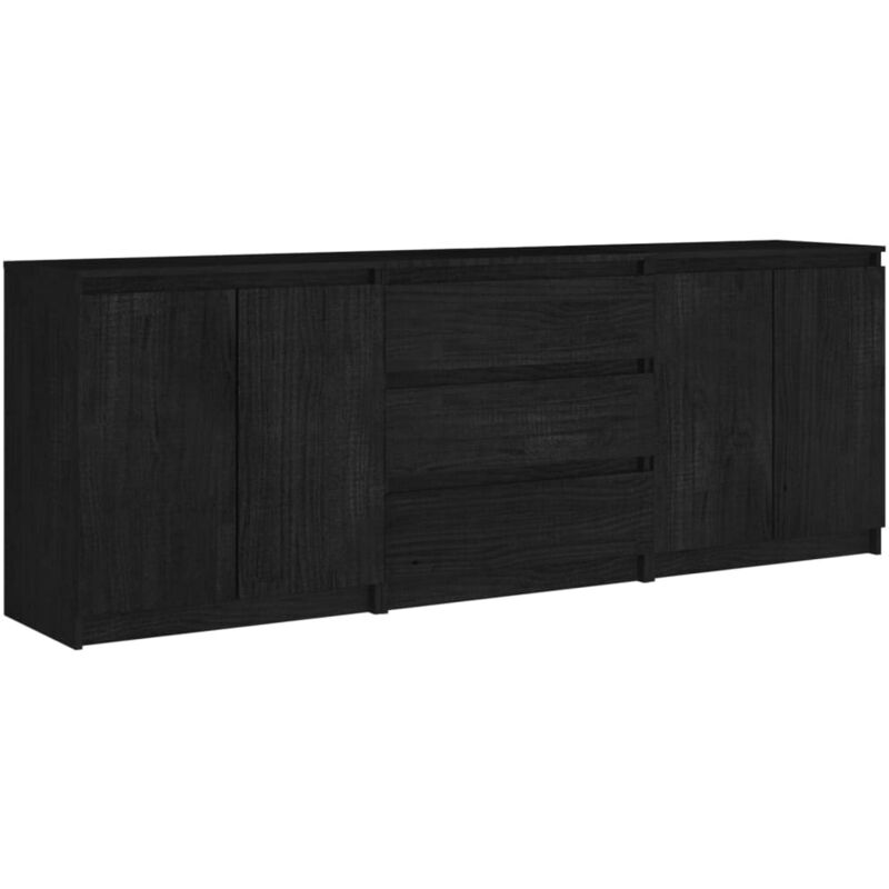 Armoire d'appoint 180x36x65 cm Bois de pin massif Noir