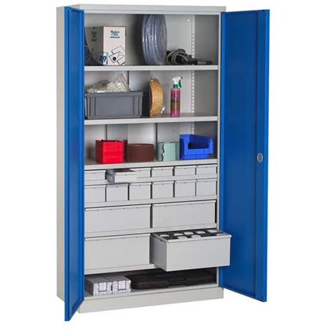 Armoire d'atelier - 24 tiroirs et 8 étagères - RAL 5015 - W030090020-GCBI
