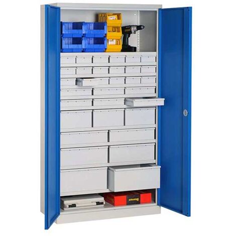 Armoire d'atelier - 33 tiroirs et 10 étagères - RAL 5015 - W030090024-GCBI