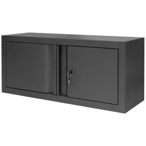 Armoire d'atelier acier noir 90 cm – Hauteur 39 cm – Profondeur 30 cm – Charge max 20 kg – Fixation murale ou sur établi – Feroce