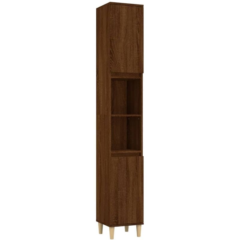 Armoire de bain 30 x 30 x 190 cm bois d'ingénierie chêne marron