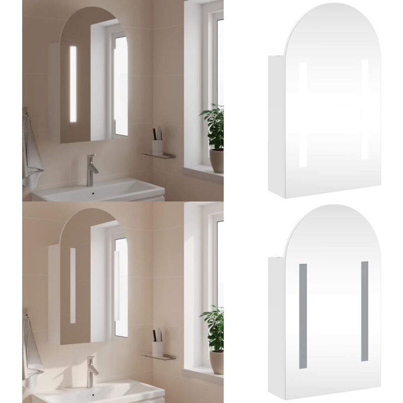 Vidaxl - Armoire de bain à miroir avec led arquée blanc 42x13x70 cm - Armoire Salle De Bain - Meuble Lavabo - Miroir Led - Luminaire Salle De Bain