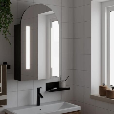 Armoire de bain à Miroir avec LED, Meuble de salle de bain, Armoire de toilette arquée noir 42x13x70 cm pewv95730 DESIGN IN