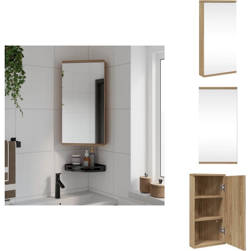 Armoire de bain à miroir d'angle chêne 30x24x60 cm - Armoire De Toilette à Miroir D'angle - Armoires De Toilette à Miroir D'angle - Armoire De Salle