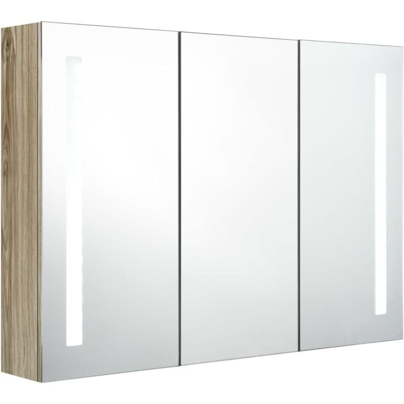 Maison Chic - Armoire de bain à miroir led, Armoire de toilette,Armoire murale de salle de bain 89x14x62 cm chêne jax23751 MaisonChic