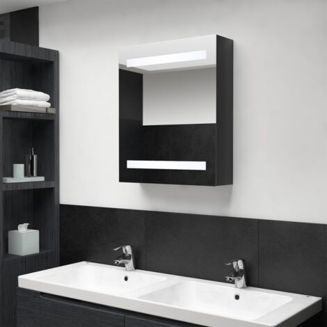 Armoire de bain à miroir LED, Armoire de toilette,Armoire murale de salle de bain noir brillant 50x14x60 cm jax65829 DESIGN IN
