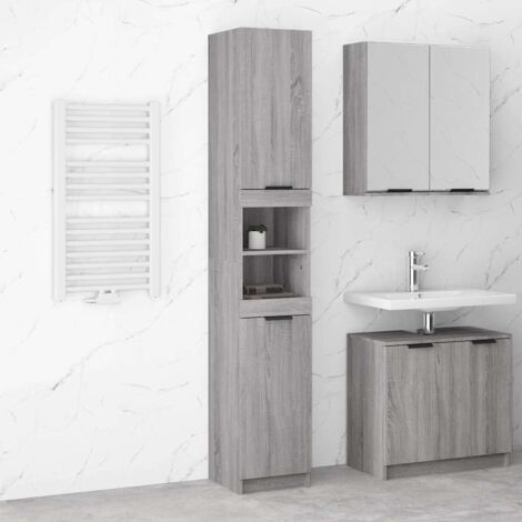 Armoire de bain  Armoire de rangement  Placard de Rangement Toilettes Sonoma gris 32x34x188,5 cm Bois d'ingénierie RTJEX738624 MaisonChic