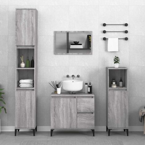 Armoire de bain  Armoire de rangement  Placard de Rangement Toilettes sonoma gris 65x33x60 cm bois d'ingénierie RTJEX970358 MaisonChic