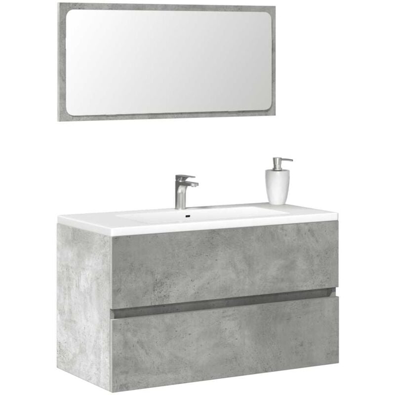 Vidaxl - Armoire de bain avec miroir gris béton bois d'ingénierie