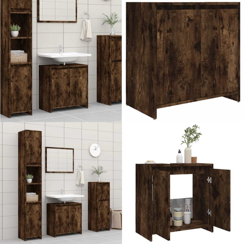 Vidaxl - Armoire de bain Chêne fumé 60x33x61 cm Bois d'ingénierie - Meuble De Salle De Bain - Armoire De Salle De Bain - Rangement Salle De Bain