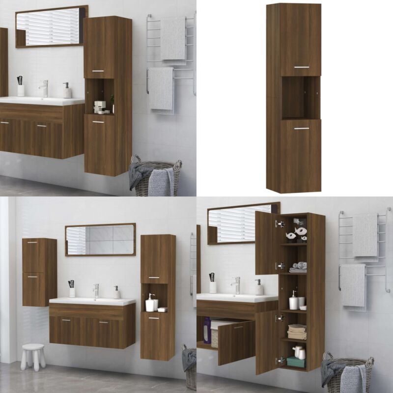 Vidaxl - Armoire de bain Chêne marron 30x30x130 cm Bois d'ingénierie - Armoire De Salle De Bain - Meuble Salle De Bain - Rangement Salle De Bain