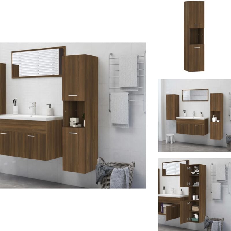 Armoire de bain Chêne marron 30x30x130 cm Bois d'ingénierie - Armoire De Salle De Bain - Meuble Salle De Bain - Rangement Salle De Bain - Étagère