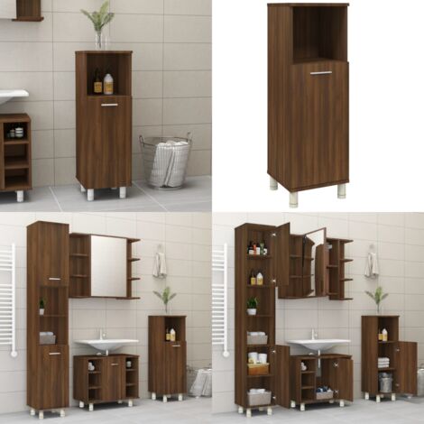 Armoire de bain Chêne marron 30x30x95 cm Bois d'ingénierie - Meuble De Salle De Bain - Armoire De Salle De Bain - Rangement Salle De Bain - Commode Salle De Bain - Étagère Salle De Bain - Home & Livin