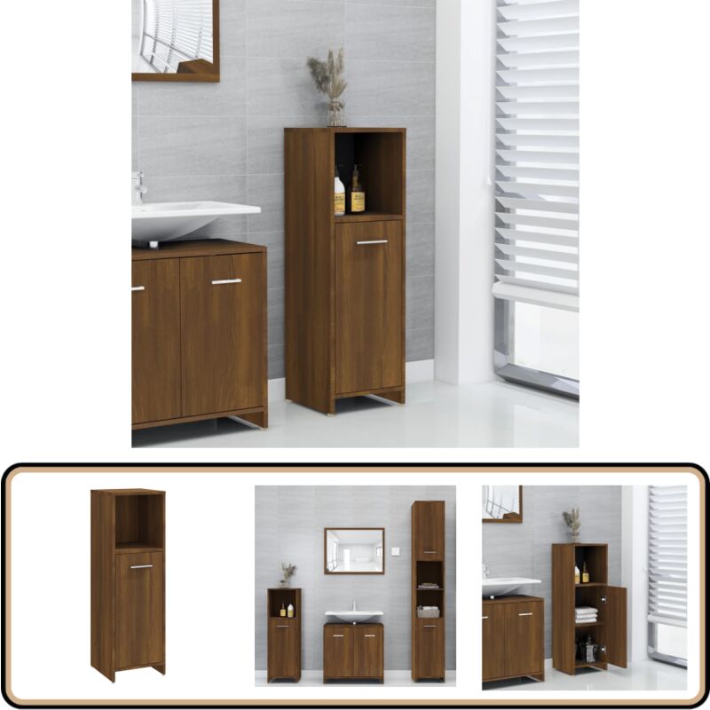 Armoire de bain Chêne marron 30x30x95 cm Bois d'ingénierie - Meuble Salle De Bain - Armoire Salle De Bain - Meuble Rangement Salle De Bain - Commode