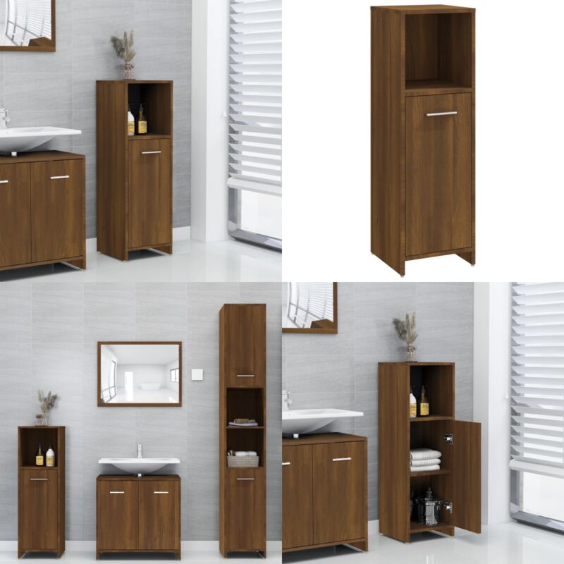 Armoire de bain Chêne marron 30x30x95 cm Bois d'ingénierie - Meuble Salle De Bain - Armoire Salle De Bain - Meuble Rangement Salle De Bain - Commode