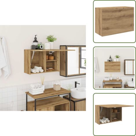 Armoire de bain chêne - vidaXL Armoire murale de bain chêne artisanal bois d'ingénierie - Armoire murale décorative