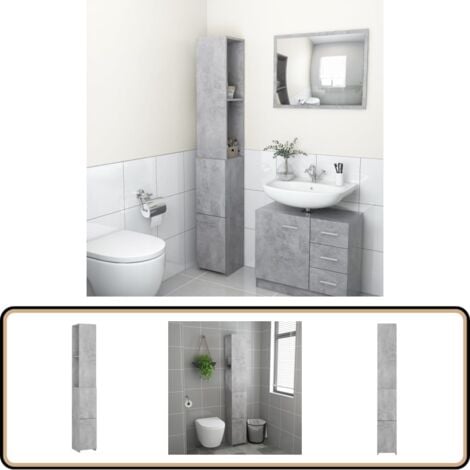 Furniture Limited - Armoire De Salle De Bain Gris Béton 65x33x60
