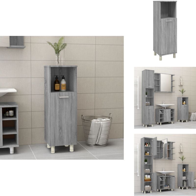 Armoire de bain Sonoma gris 30x30x95 cm Bois d'ingénierie - Meuble De Salle De Bain - Armoire De Salle De Bain - Rangement Salle De Bain - Étagère
