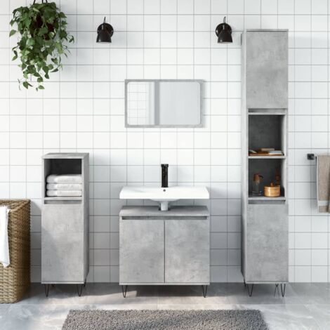 Armoire de bain，Meuble de salle de bain gris béton 58x33x60 cm bois d'ingénierie CFW336952