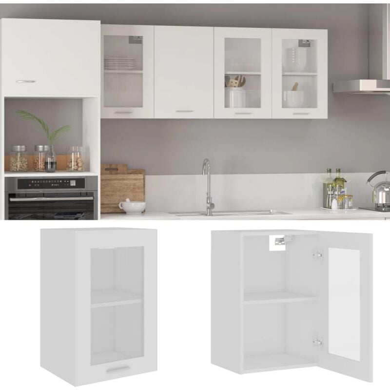 Nova - Furniture Limited - Armoire en verre suspendue 'Lyon' Blanc