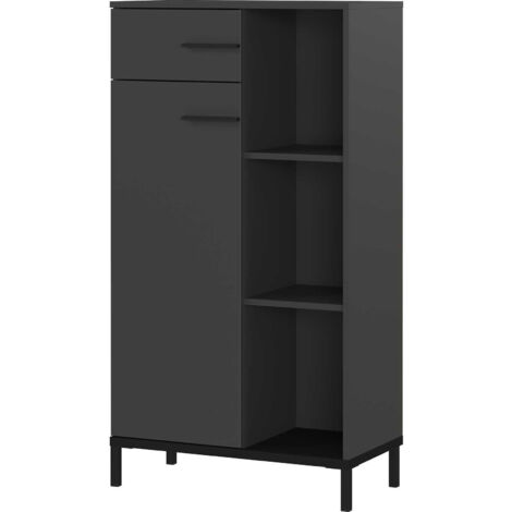 Armoire de bureau 1 porte 1 tiroir 64x34x190 cm graphite - TZEKA