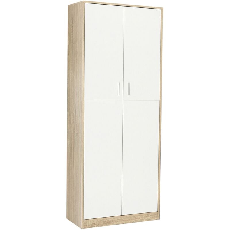 Idmarket - Armoire de bureau 190 cm multifonction maria bois et blanc 2 portes 4 étagères
