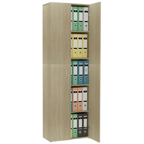Armoire de bureau 2 portes chêne clair Ousti